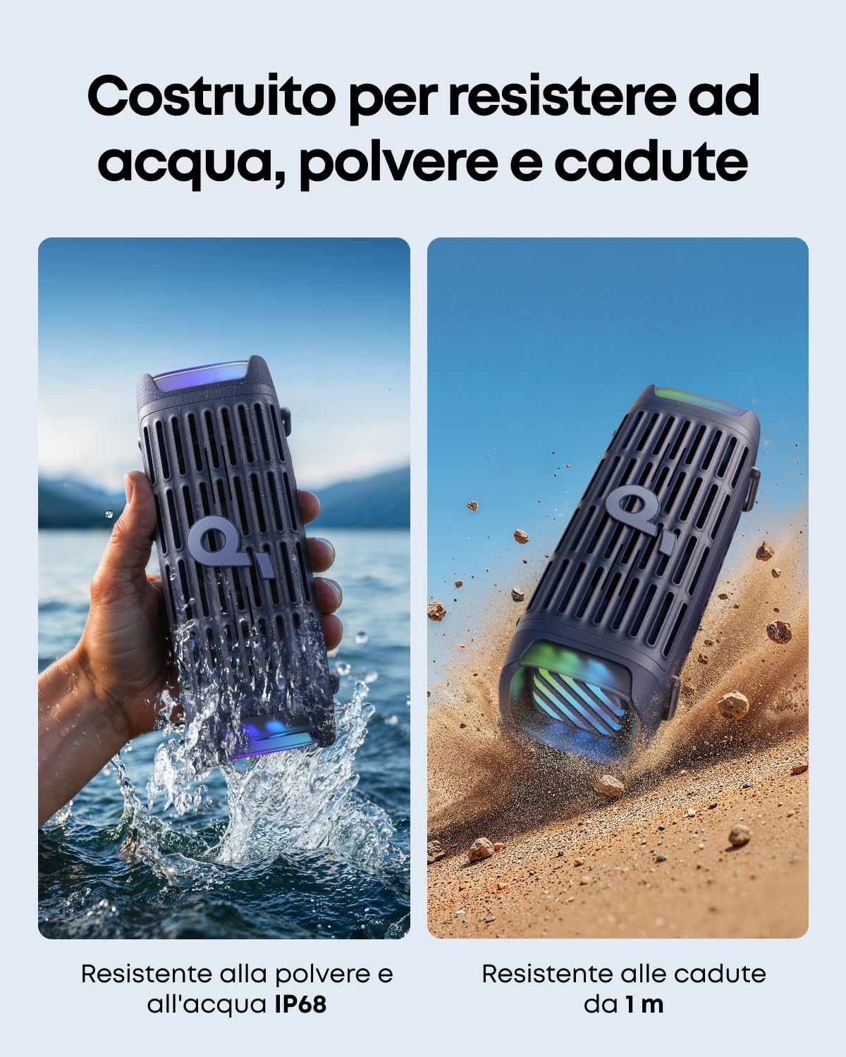 Soundcore Boom 3i de Anker, Altavoz Bluetooth de Exterior, IP68, Flotante, Resistentes al Agua Salada, BassUp 2.0, Altavoz portátil de 50 W, Bluetooth 5.3, 16 h, TWS, Kayak/Pesca/Camping