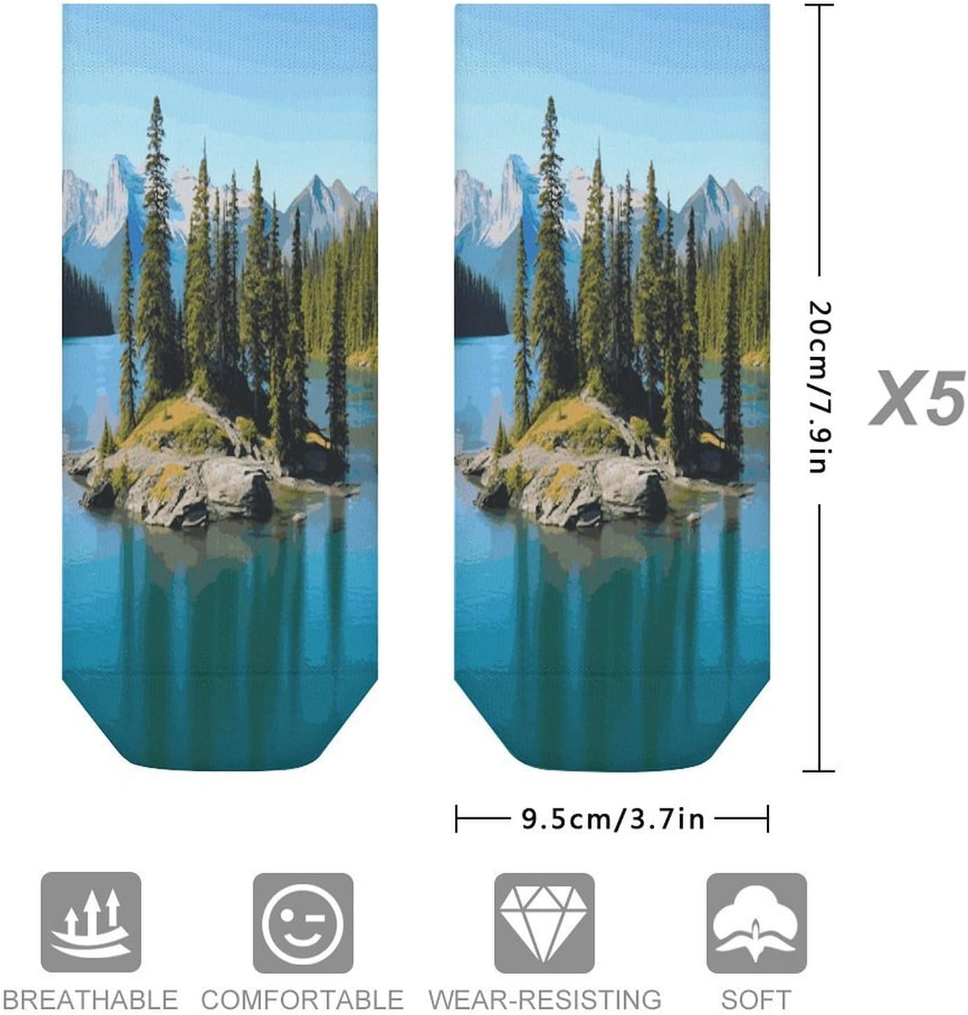 Spirit Island in Lake Ankle Socks for Men Women 5 Pairs | Comfortable Casual Low Cut Socks, Lightweight No Show Breathable Athletic Socks, Soft Mini Crew Socks for All Seasons
