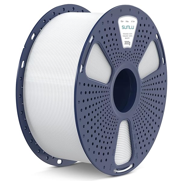 SUNLU 3kg 3D Printer Filament PLA Plus 1.75mm, 3kg(6.6lbs) Large Spool PLA+ Filament for Big Project, Dimensional Accuracy +/- 0.02mm, Neatly Wound Filament, Fit Most FDM Printer, 3KG-1 Pack, White