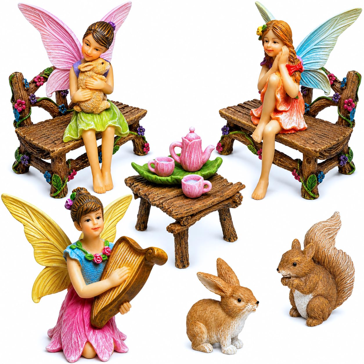 Mood Lab Fairy Garden – Miniatur-Figuren & Zubehör Starter-Set – Feengarten-Set mit 12 Stück – Outdoor- oder Hausdekoration