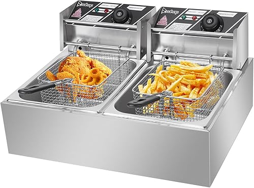 YBLFDY Freidora eléctrica con cesta para uso doméstico, freidora grande de 12.7 cuartos de galón  12 L con control de temperatura, freidora