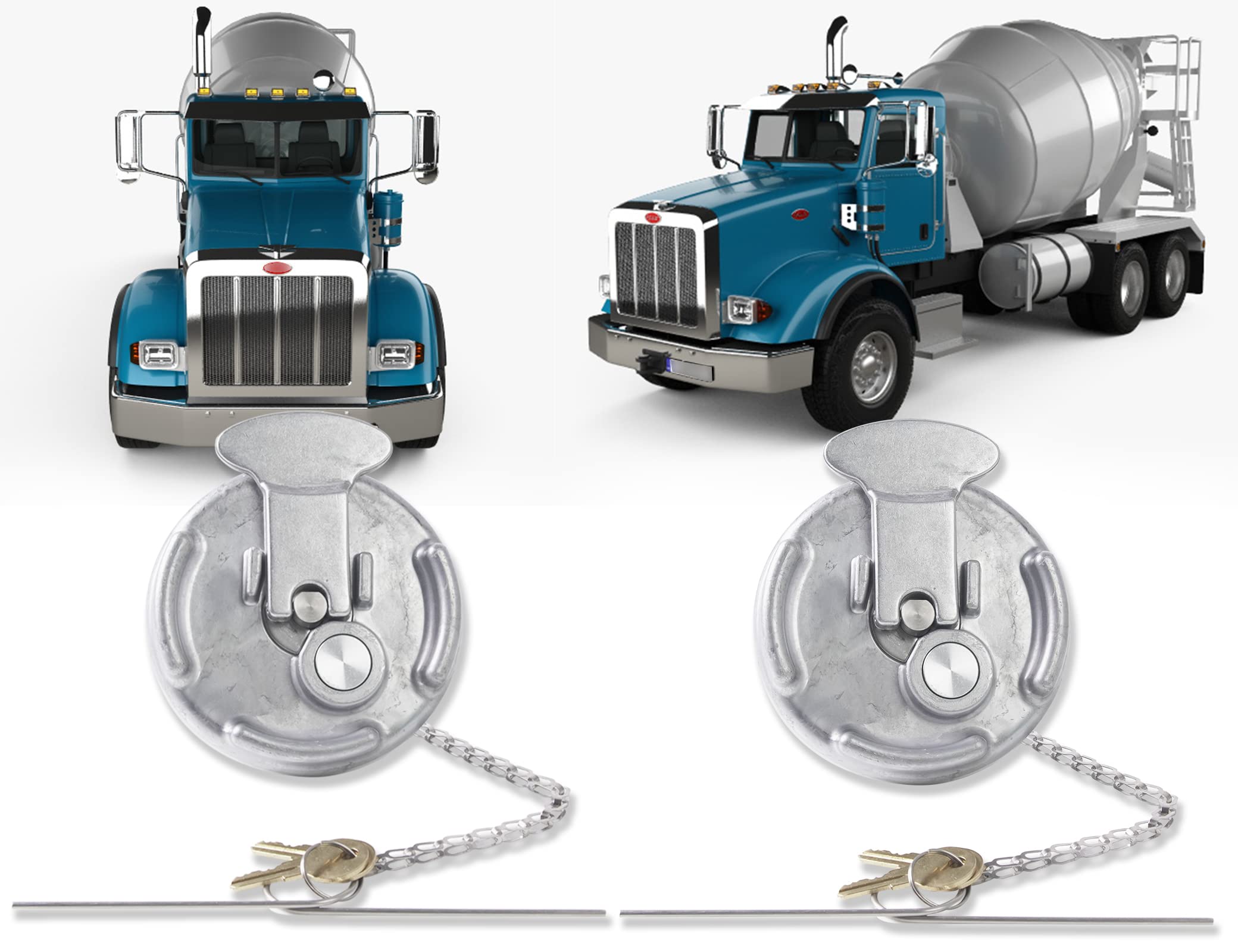 MIKODA 2 Pack Locking Diesel Fuel Cap Lever Style Compatible with Peterbilt 379 389 579 Semi Trucks 1972-2017, Truck Fuel Tank Locking Gas Cap Replace 11-04859-100, 572.1015, 600212
