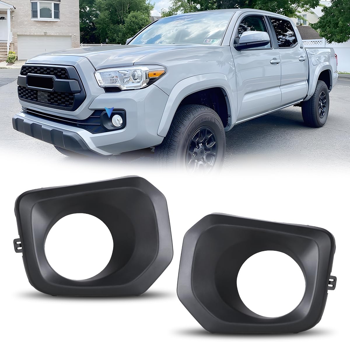 CPW OEM Fog Light Bezels For 2016-2023 Toyota Tacoma (Only Fit SR & SR5 Models), Superior Material Fog Lamp Cover For Tacoma, Driver & Passenger Black Fog Lamp Bezel Covers