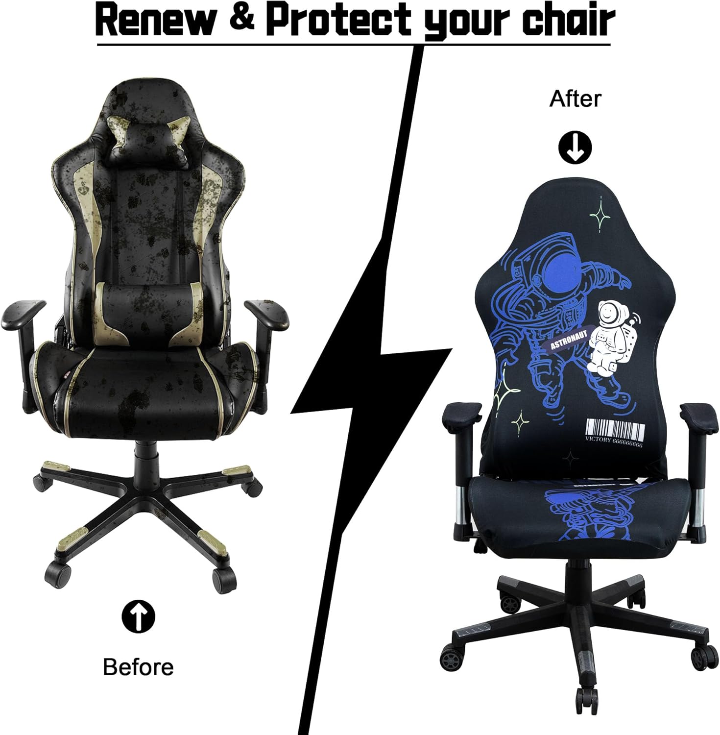 Gaming Chair Covers,Stretchable Computer Chair Cover,Ergonomic Office Chair Cover,for Anti Cat Scratch Protection of Computer Gamer Chair Slipcovers,Racing Chair Covers (Only Covers,Astronaut)