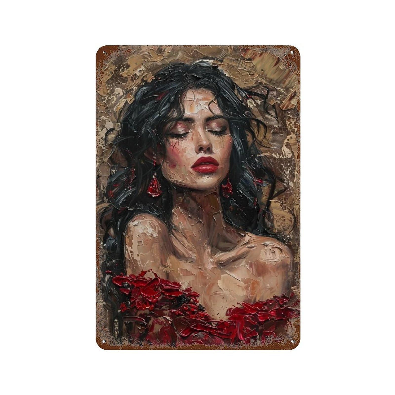 HDURYEYRYY Scarlet Lady Portrait 02 Wall Retro Iron Vintage Art Metal Tin Sign Poster Modern Home Cofffee Club Art Bar Shop Decor 30x20cm
