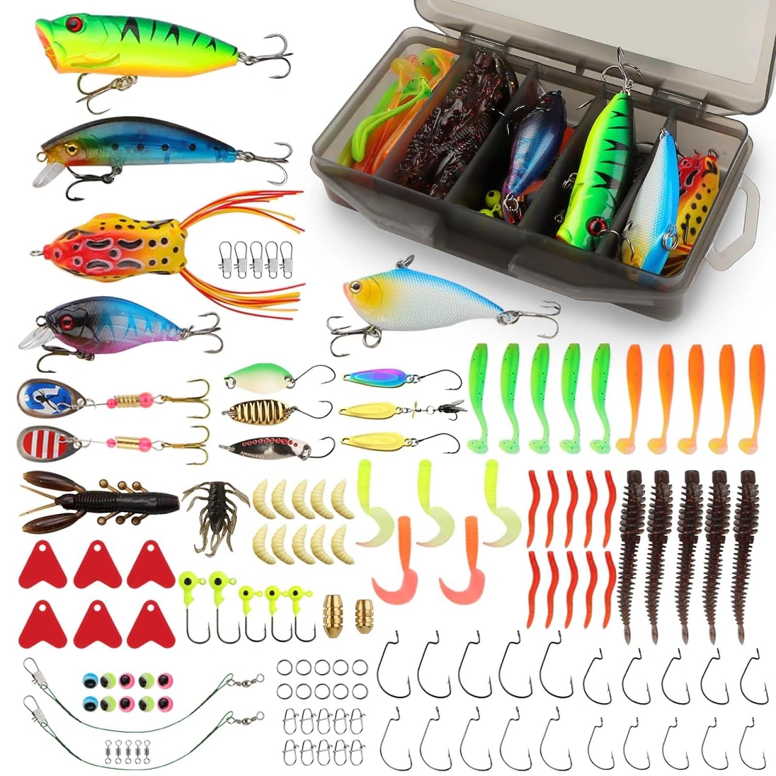 kit 130 leurres pêche + boîte rangement