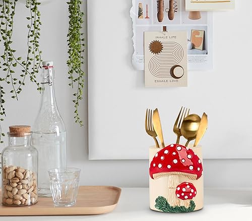 Miniatura 7 de Portalápices y organizador de bolígrafos de resina de hongos, bonitos soportes para lápices de escritorio con múltiples compartimentos