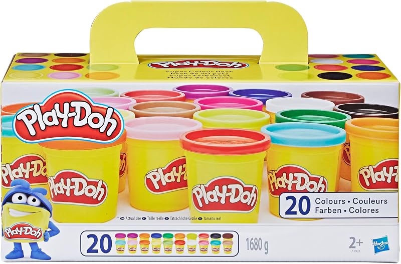 Play-Doh Pack de 20 Botes de Plastilina No Tóxica, Surtido de Colores, Manualidades y Actividades Creativas, Niños y Niñas de 2 Años o Más
