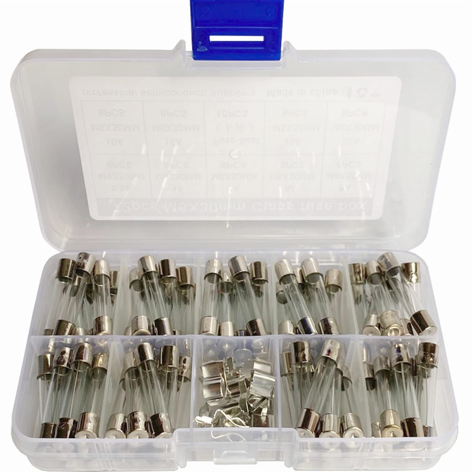 Fusible 72 unids/lote 6 * 30mm fusible de tubo de vidrio de soplado rápido Kit surtido fusibles de vidrio de soplado rápido 250V