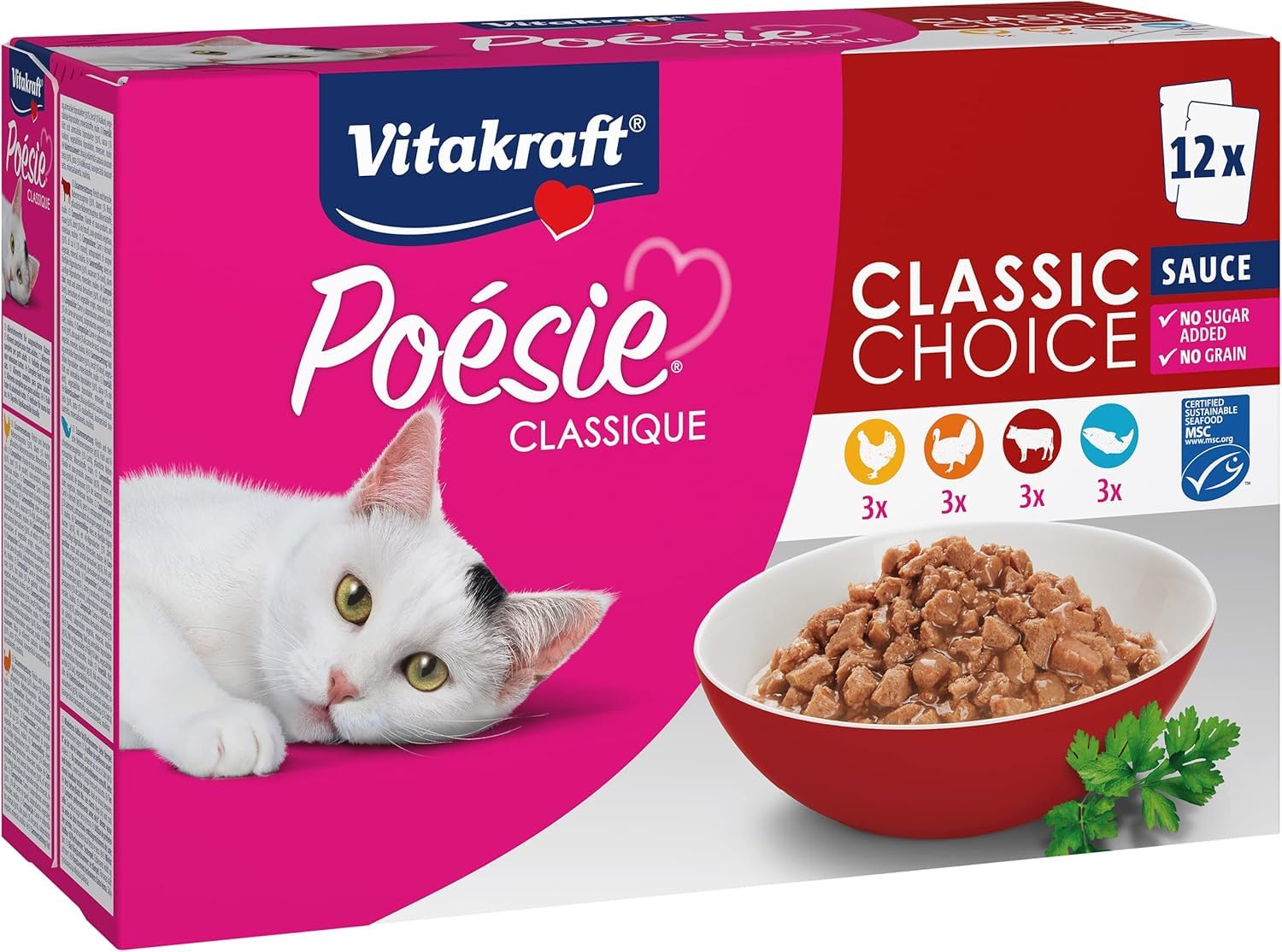 Vitakraft Poésie Classique Sauce MSC Wet Cat Food 1 Pack (12 x 85 g)