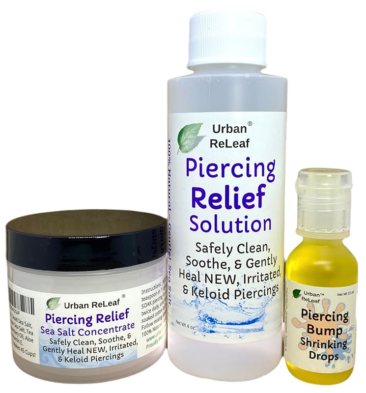Conjunto Urban ReLeaf para cuidados de piercing com solução, concentrado e gotas, 3 itens