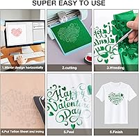 Vista 4 de HTVRONT Rollo de vinilo HTV con purpurina verde, 12 x 15 pies, vinilo de transferencia de calor con purpurina verde para camisas, vinilo