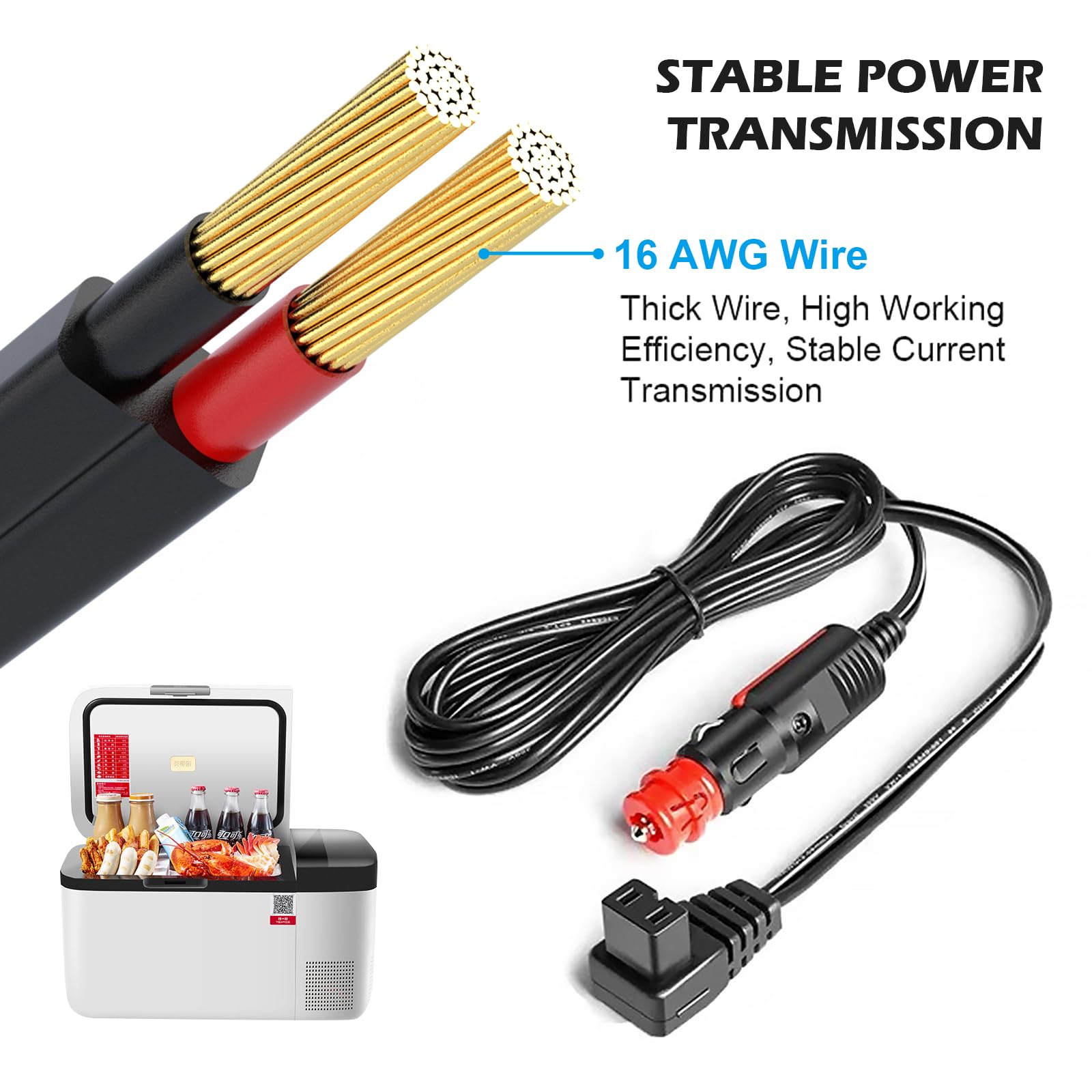 Cavo Di Ricarica 12V DC Per Frigorifero Auto, 2 Poli, Tipo B, Lunghezza 5,9 Metri, Potenza Max 120W - 2