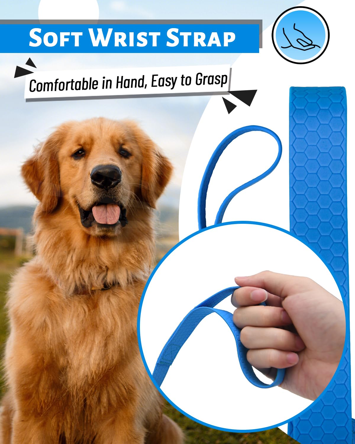 Looxmeer Guinzaglio Addestramento per Cani, Guinzaglio per Cani 3 m/5M/7M/10M/15M/20M/25M/30M, Lunghina Cane Leggero Durevole con Moschettone a D, Custodia Portabile, Blu Fluo
