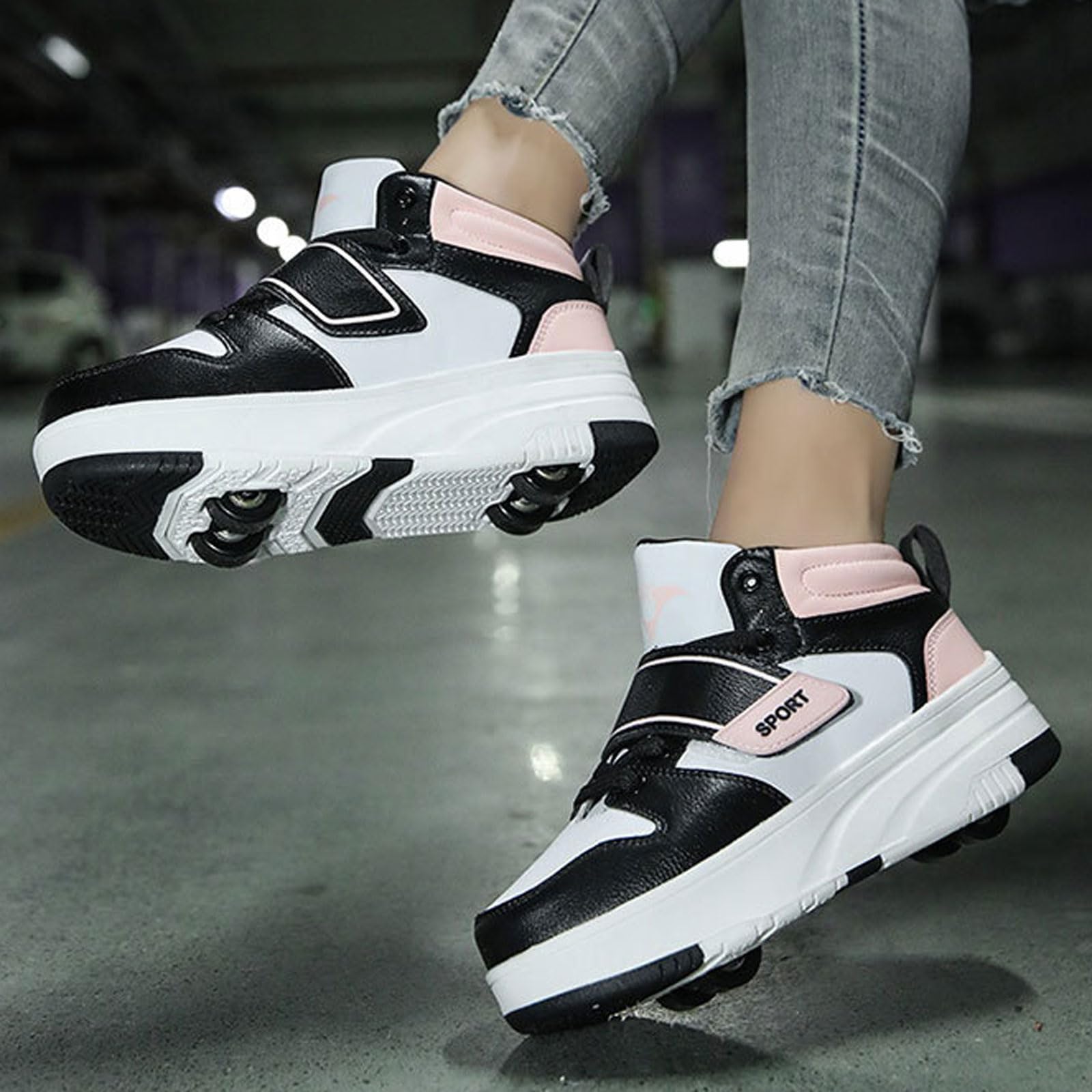 Zapatillas Deportivas con Ruedas para niños,Zapatillas de Skateboarding Niñas Niños,2 en 1 Zapatillas con Ruedas,Multiusos,Comodidad,para Regalos de cumpleaños y Navidad