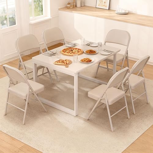 Miniatura 9 de YLGJ&TIDY Paquete de 10 sillas plegables con cojín con marco de acero acolchado de cuero, sillas plegables portátiles apilables de metal para