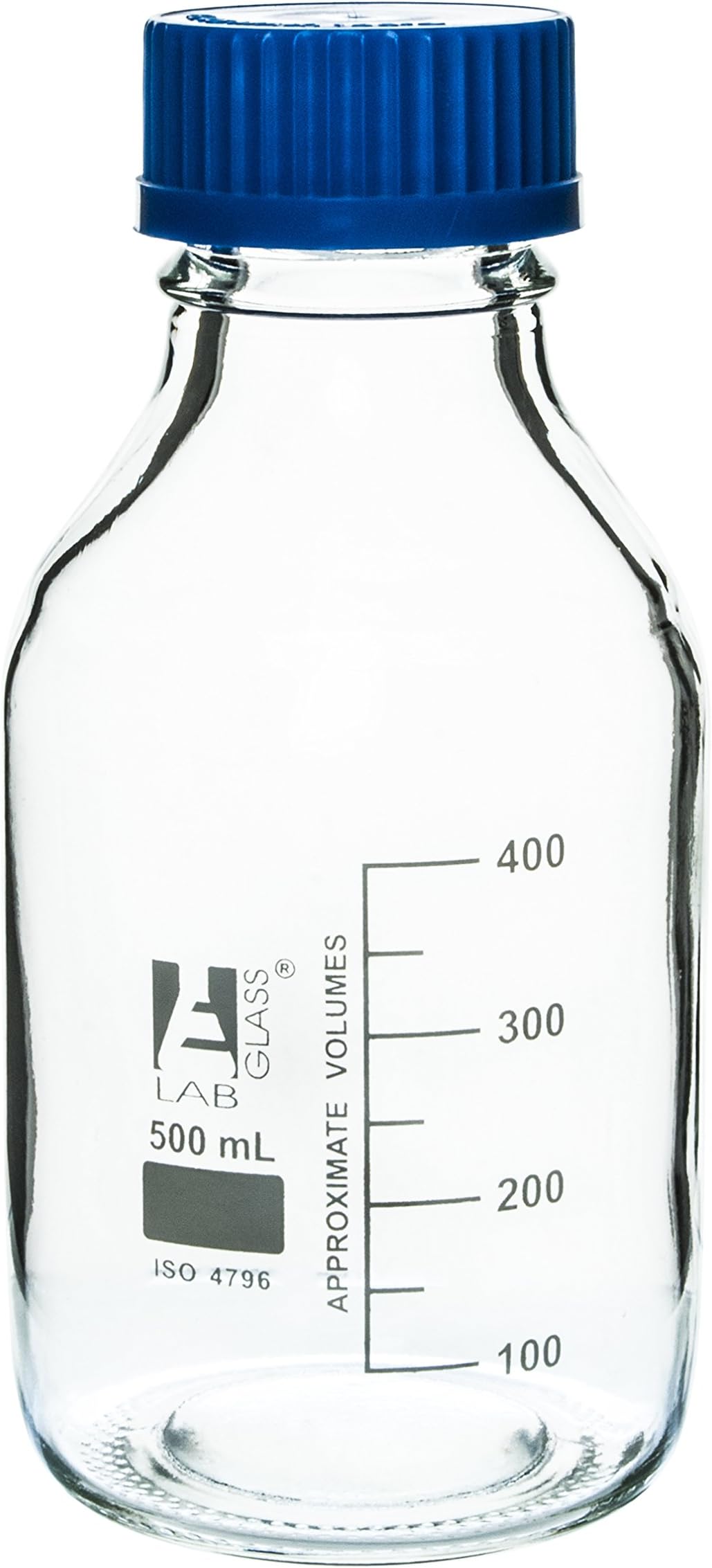 Graduated, Borosilicate Glass Reagent Bottle with GL-45 Screw Cap, Pack of 2, 500 ml, 3.3