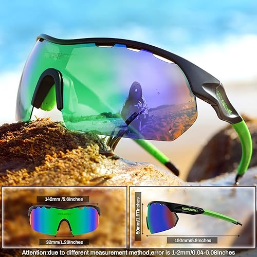 Miniatura 2 de ROCKNIGHT Gafas de sol deportivas polarizadas HD para mujer, para navegar, remo, espejo, verde, gafas de sol para mujer sombra