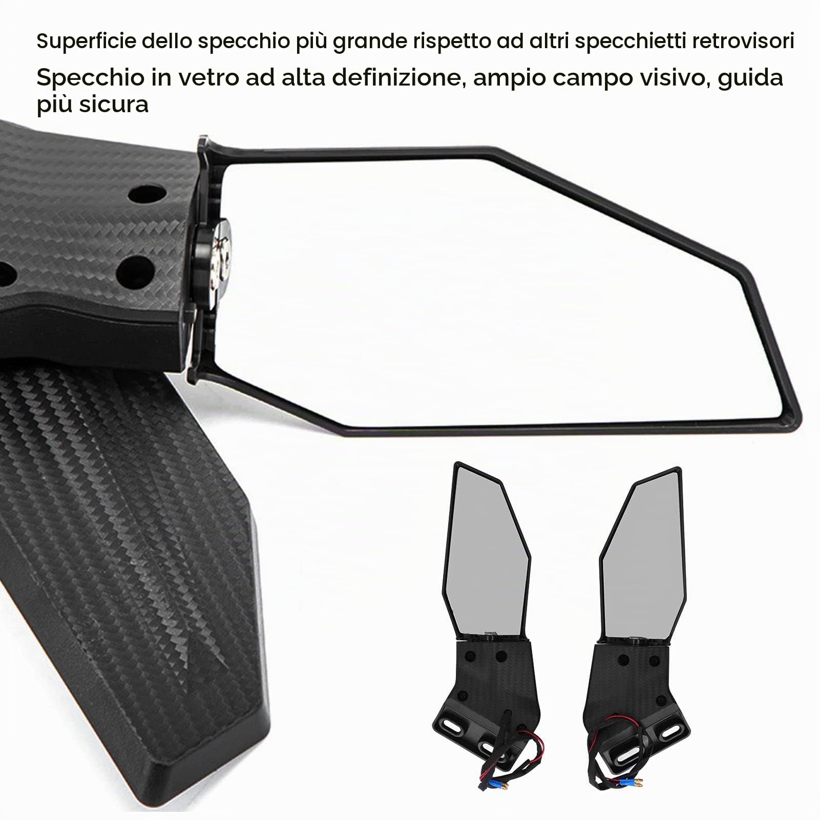 Specchietti Retrovisori Laterali Moto, Specchietti Laterali Girevoli Regolabili con Indicatore di Direzione a LED, Facile Installare, Sostituzione per ZX10R ZX6R ZX636 2019‑2022