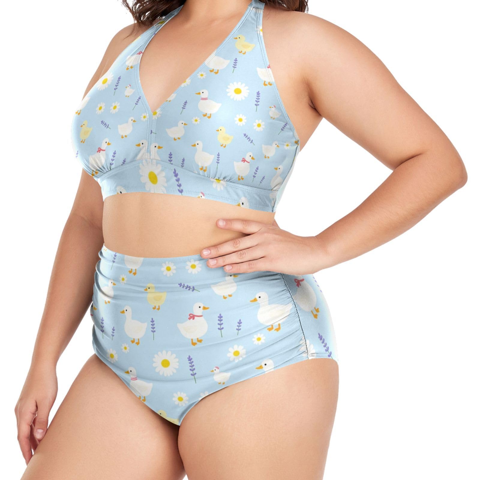 FRODOTGV Curvy - Costume da bagno a due pezzi da donna, taglia L-4XL