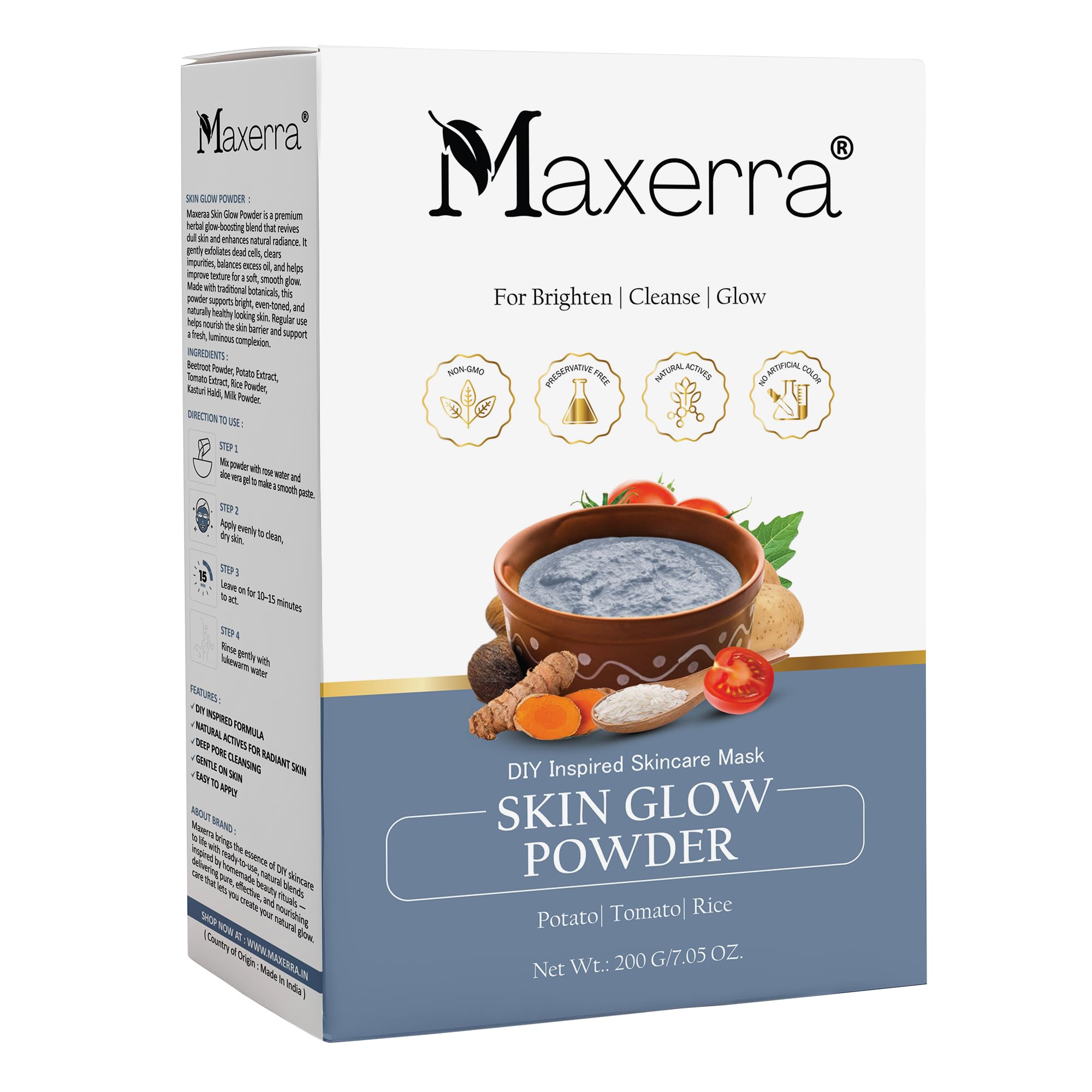 DIY Inspired Skin Glow Powder for Brightening & Cleansing | Natural Powder Face Mask with Potato, Tomato & Rice | Helps Improve Skin Glow & Texture | 200 g-image-1
