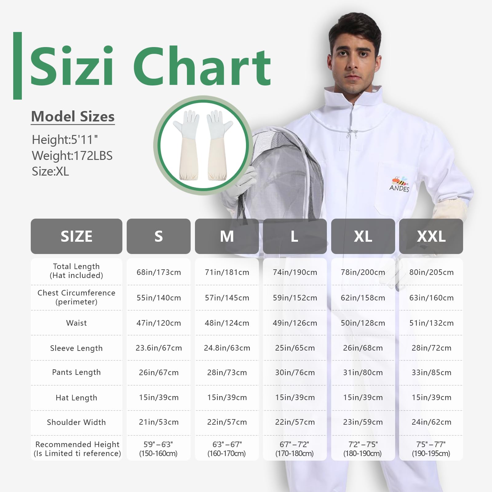 ANDES Beekeeper Suit Traje de Apicultura (Pack de 2) Unisex Adulto