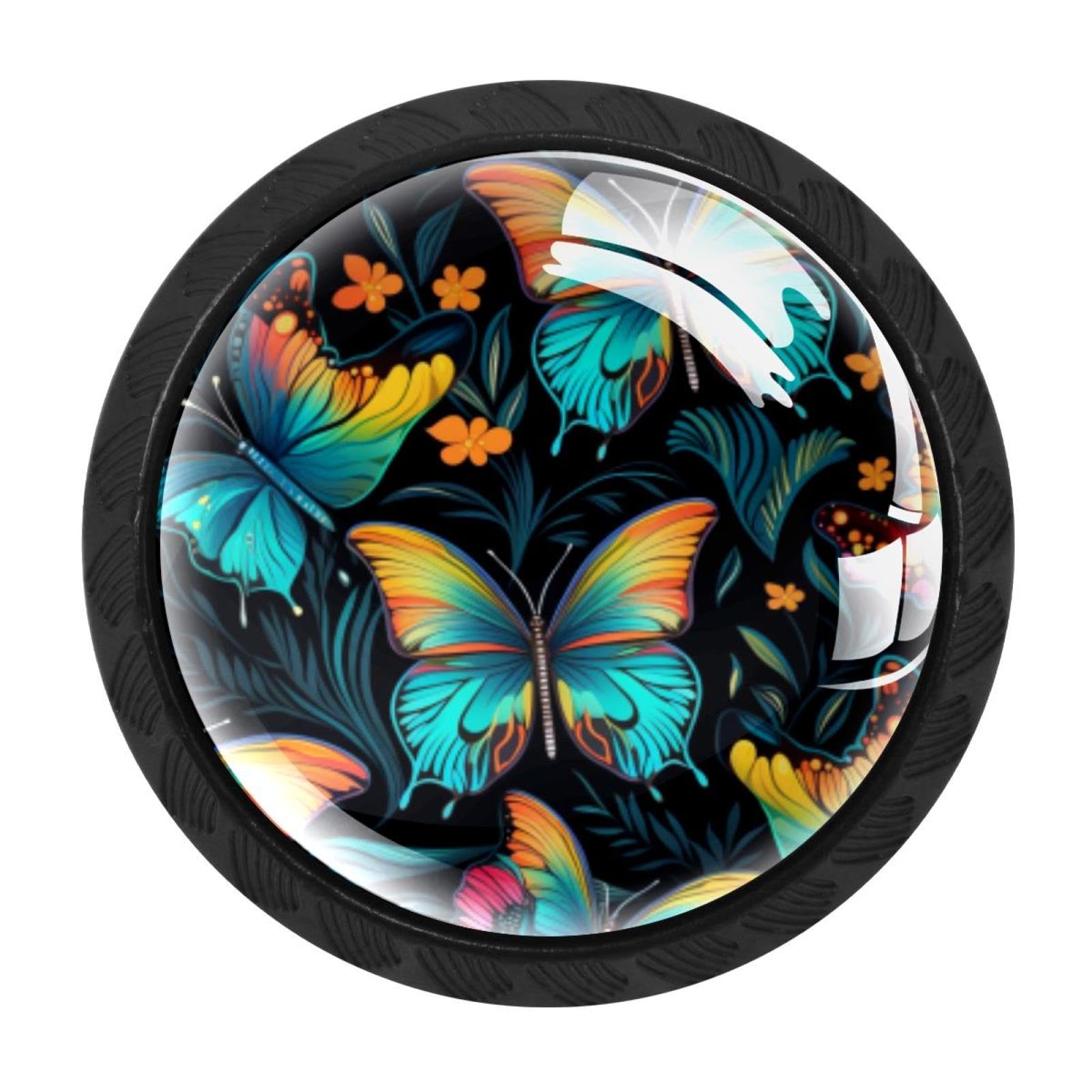 Chenzzzz Multicolored 03 4 Pack Black Colorful Butterfly Cabinet Pulls Kitchen Cabinet Handles Ideal For Cabinet,Drawer,Cupboard And Wardrobe