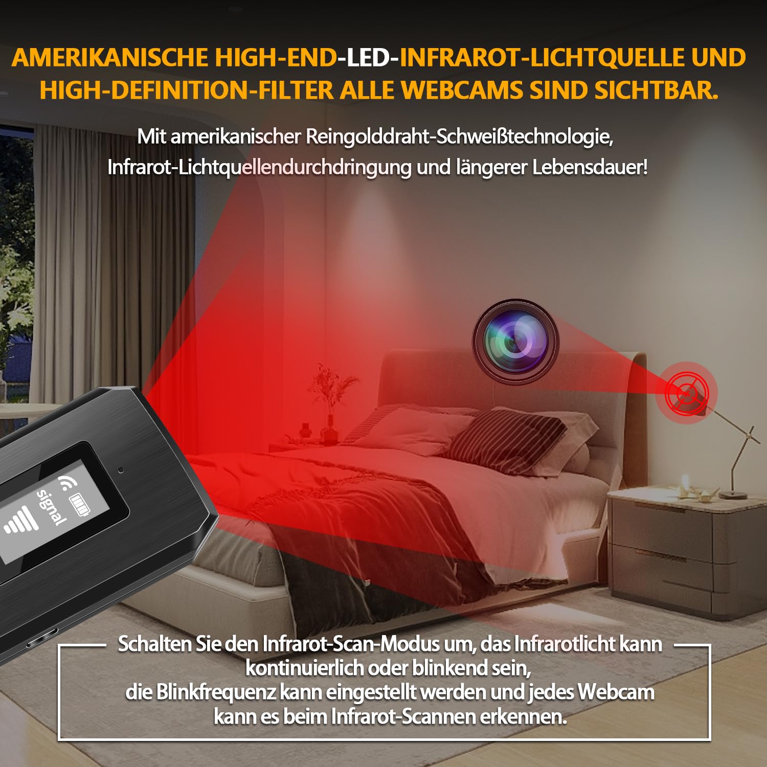 Cercatore Di Cimici E Telecamere Nascoste – Rilevatore RF 1MHz-8GHz, Anti-spia GPS, GSM, WiFi – Proteggi La Tua Privacy