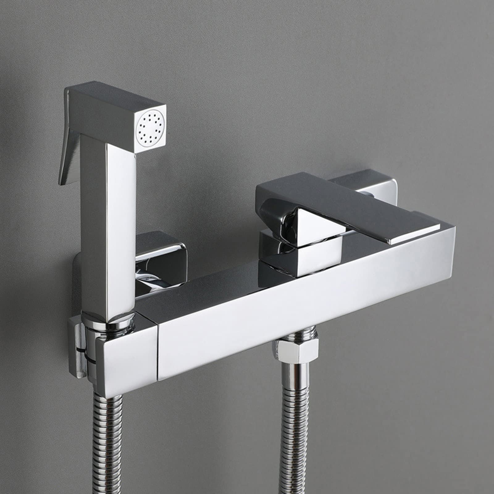 Wall Mounted Bidet Sprayer Kit for Toilet Chrome Bidet Attachment Faucet Sprayer Kit for Toilet Single Handle