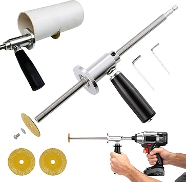 Internal Pipe Cutter, Pipe Cutter Tool with Diamond Grits Cutting Wheel Pipe with Handle, Stainless Steel Plumbing Inside Plastic Hose Cutting Tool for Drill 1/2 to 8 Inch, 7" Adjustable Cutting Depth