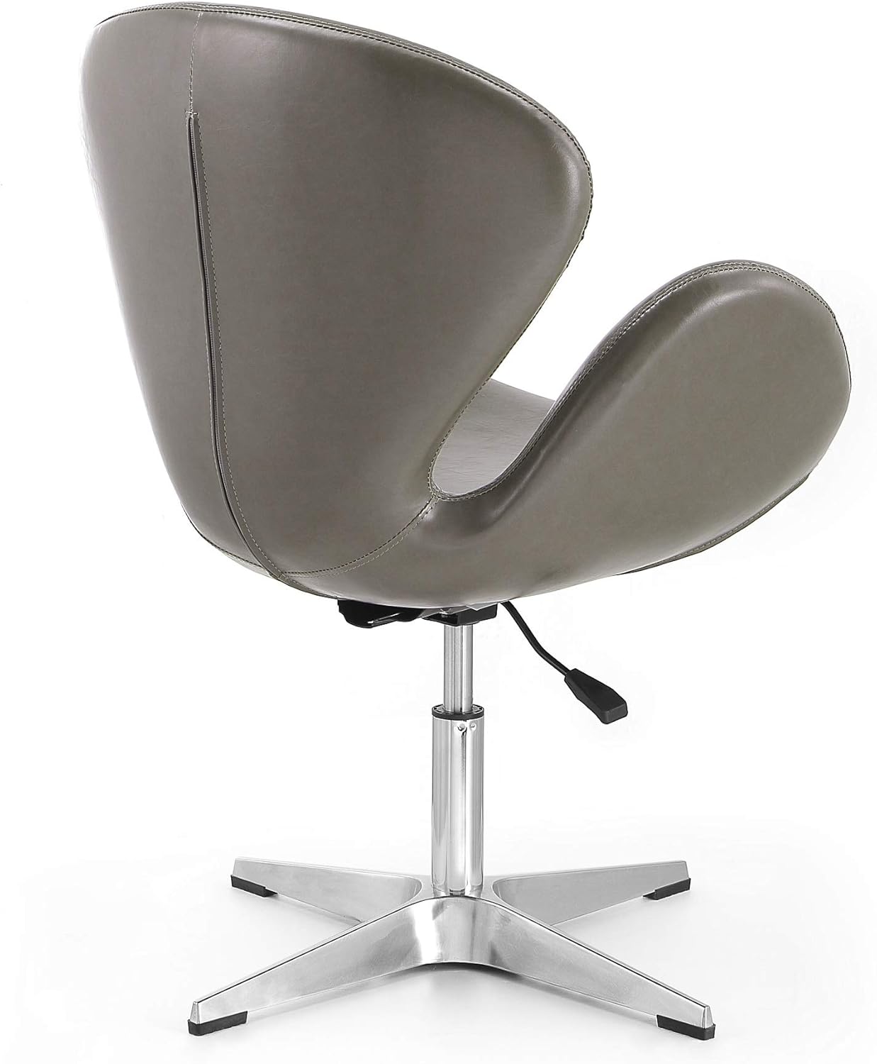 Manhattan Comfort Raspberry Adjustable Swivel Accent Chair Set of 2 with 360° Turn, Polished Chrome Base, Modern Retro Design, Ideal for Living Room and Home Office, Pebble Faux Leather