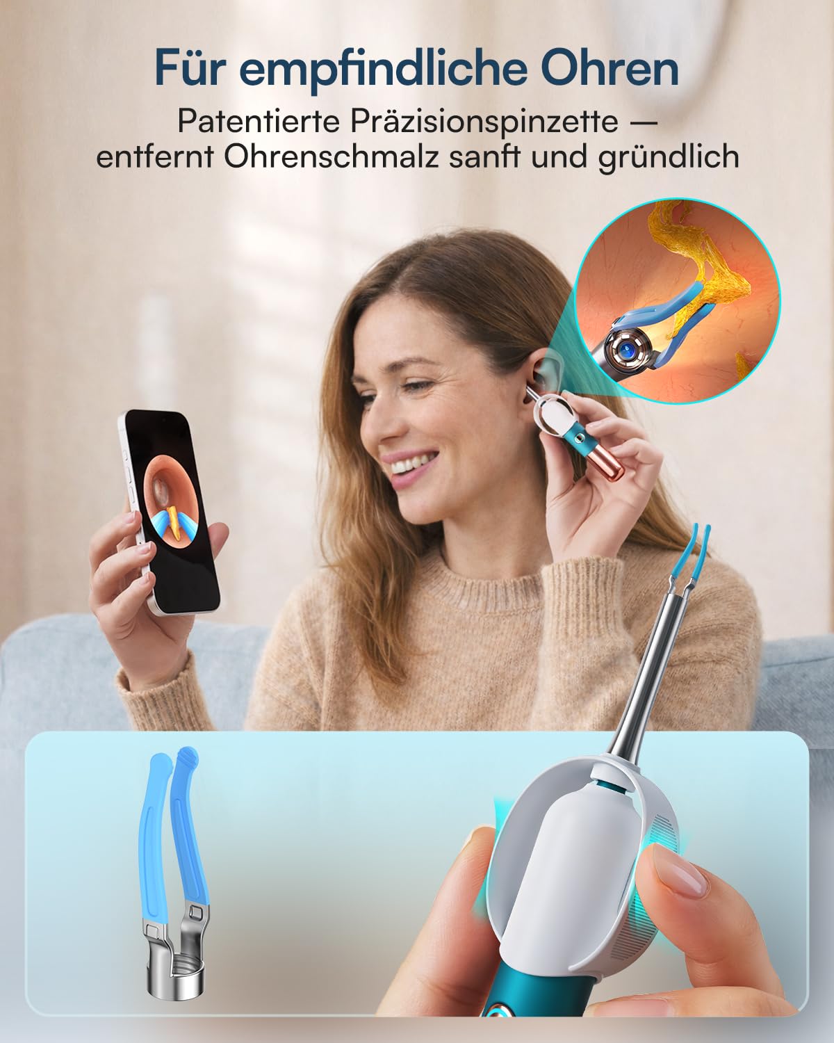 BEBIRD EarSight Ultra 5G Ohrenreiniger & Pflegegerät mit flexibler Otoskop-Kamera, Ohrenschmalz Entferner Set 30+Zubehör, HNO-sicher für Heimanwendung