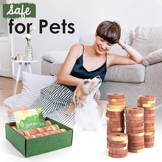 ecoKiwi Moth Repellent for Wardrobes Cedar Rings - 55 Pack - 100% Natural Cedar Balls - Anti Moth Products - Cedarwood Oil Moth Repellent for Rooms & Clothes - Moth Balls for Wardrobe with Sandpaper