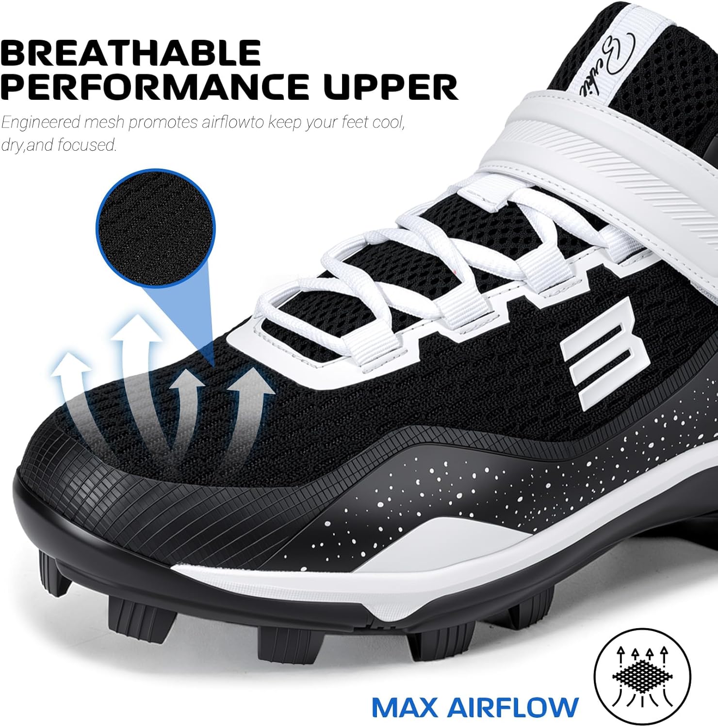Baseball Shoes for Men Spiked Non-Slip Durable Breathable Baseball Sneakers for Men Baseball Games and Training Shoes