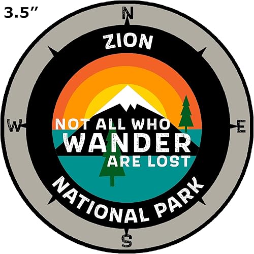 Miniatura 2 de Zion National Park, Utah - Not All Who Wander - Calcomanía para ventana de coche y camión de 3.5 pulgadas