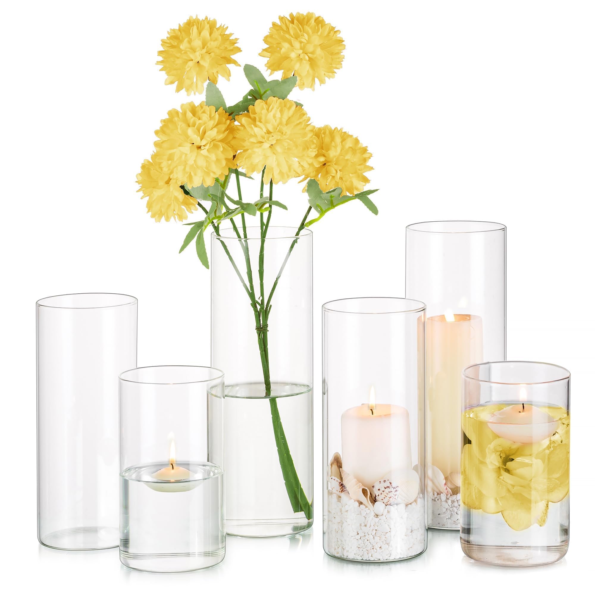 DARENYI Vaso In Vetro Trasparente Per Tulipani, 27x10 Cm, Moderno, Per Orchidee, Rose, Erba Della Pampa, Decorazione Casa