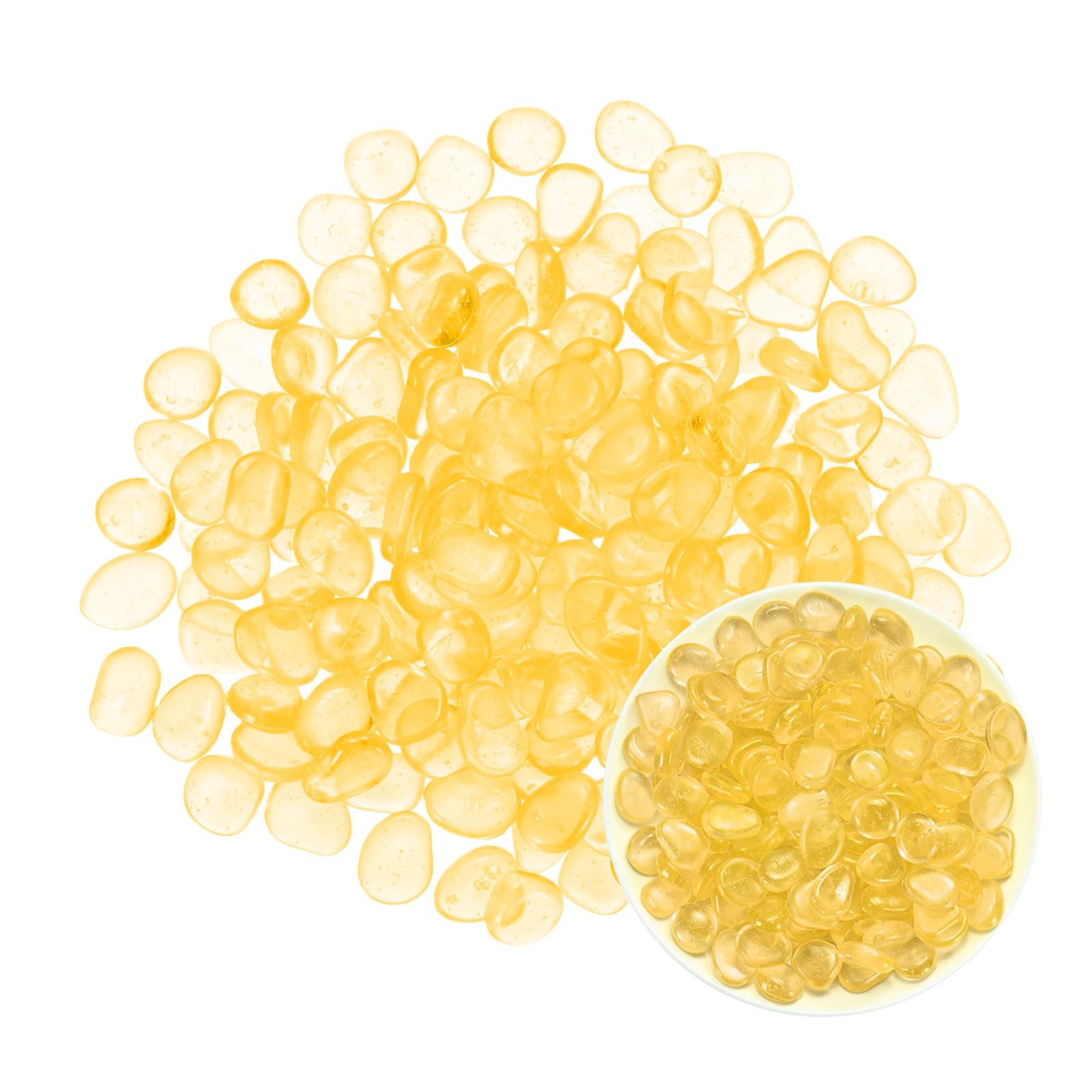 M METERXITY 100-Pack Sparkling Glow in the Dark Rocks, 0.79" Resin Outdoor Garden Decorations Luminous Pebbles Stones for Garden Plants/Aquarium/Backyard Path, Aquarium Gravel [Yellow]