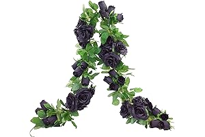 2 PCS 6.5 Ft. Artificial Black Rose Garland for Eerie Day of the Dead Decorations