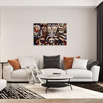 Amazon.co.jp: sechars アフリカンアート 壁装飾 ヴィンテージ