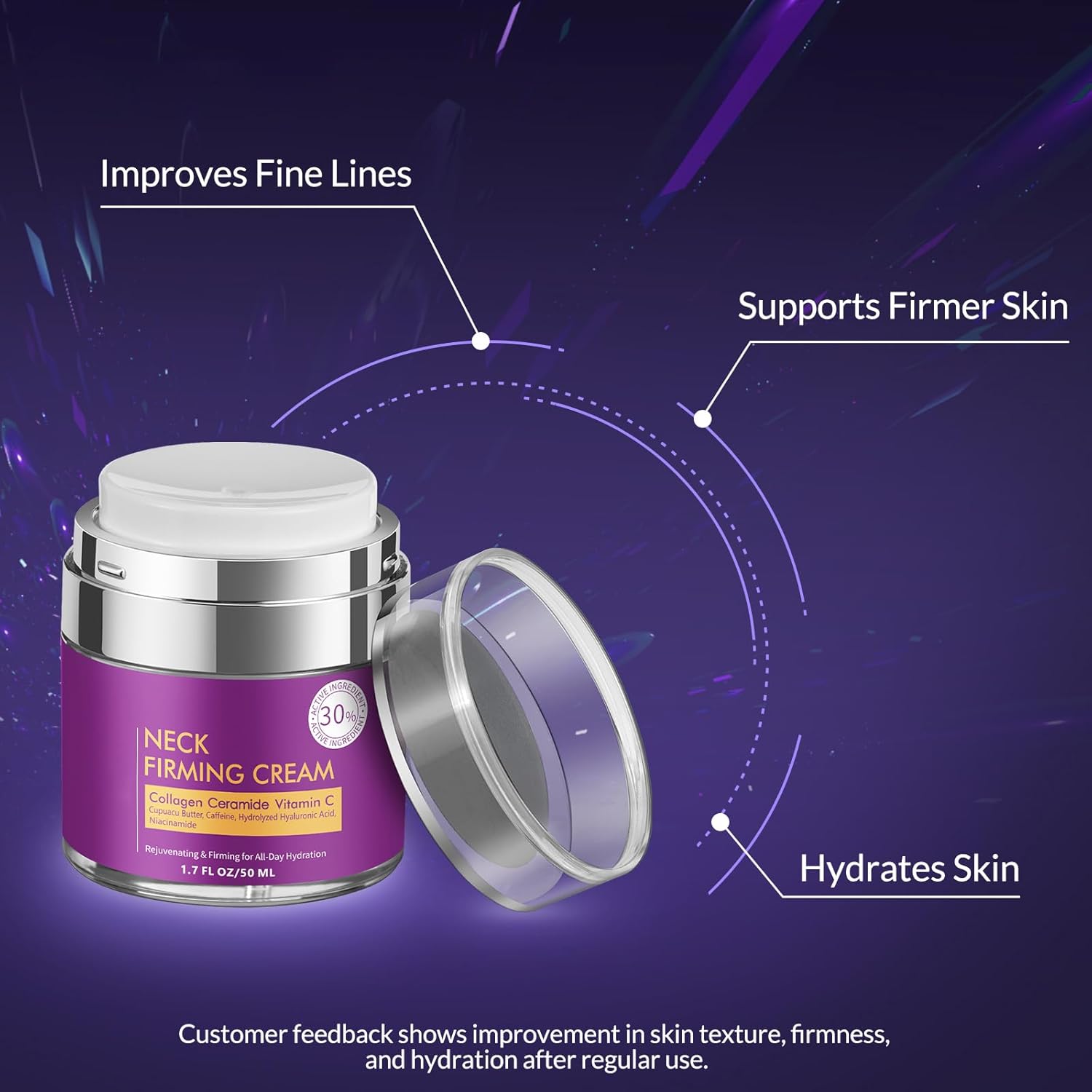 Neck Cream for Tightening and Firming, Fast-Absorbing Anti-Aging Neck & Face Cream with Collagen & Peptides, Visible Results in Days, Daily Moisturizing for Neck, Face & Chest, 1.7 Fl Oz - Image 2