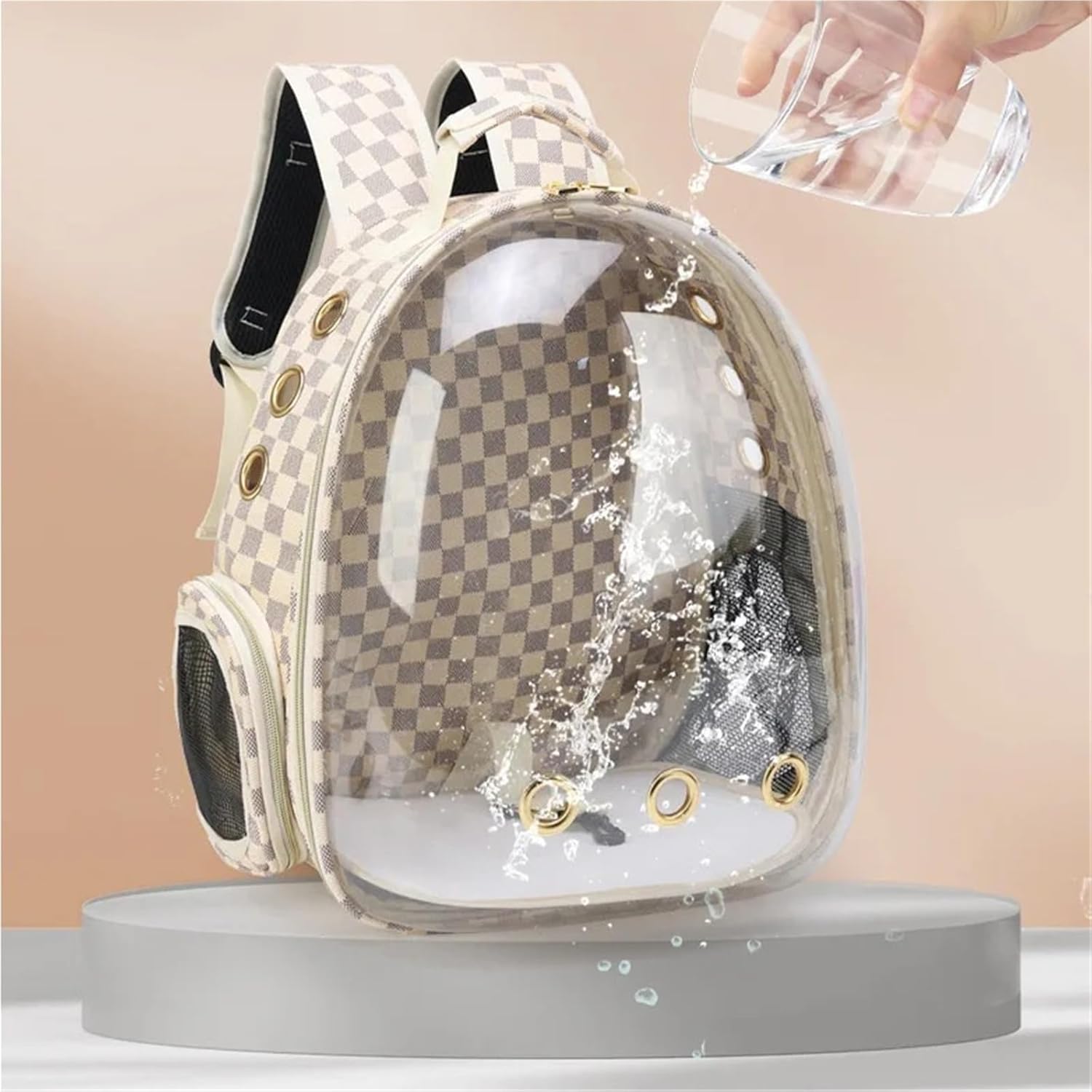 Foldable Quality Pet Carrier Backpack — Portable Nylon Cat & Small Dog Travel Bag with Zipper, Sling Included(Beige)