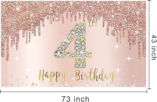 Miniatura 52 de Cartel de feliz cumpleaños número 100 para mujer, decoración de fondo de oro rosa para fiesta de cumpleaños número 100, póster rosa de cumpleaños