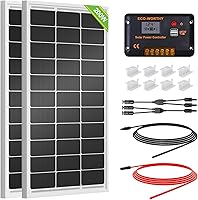 ECO-WORTHY 200W Monocrystalline Solar Panel Kit with 30A PWM Controller - 12V/24V for RV, Camper, Off-Grid Power