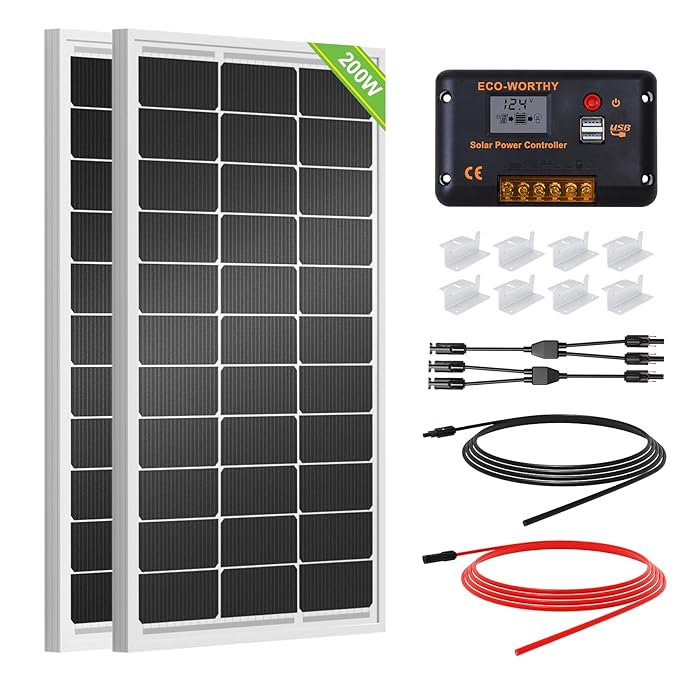 ECO-WORTHY 200 Watts 12 Volt/24 Volt Solar Panel Kit with High Efficiency Monocrystalline