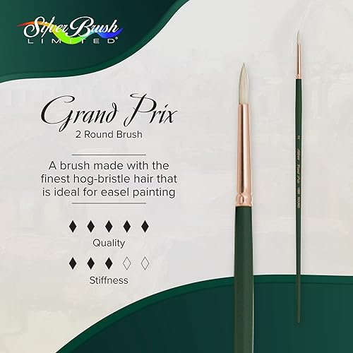 Miniatura 30 de Silver Brush Limited 1000-1 Grand Prix - Pincel redondo para pintura al óleo, tamaño 1, mango largo