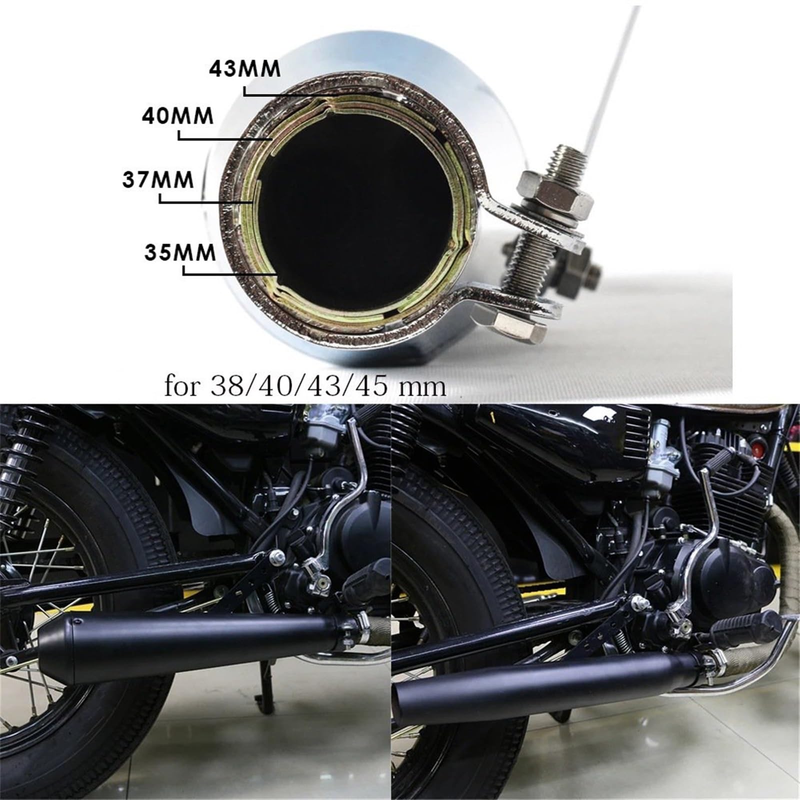Amazon | バイクマフラー CG125 用 GN125 用 CB400ss 用 Sr400 用