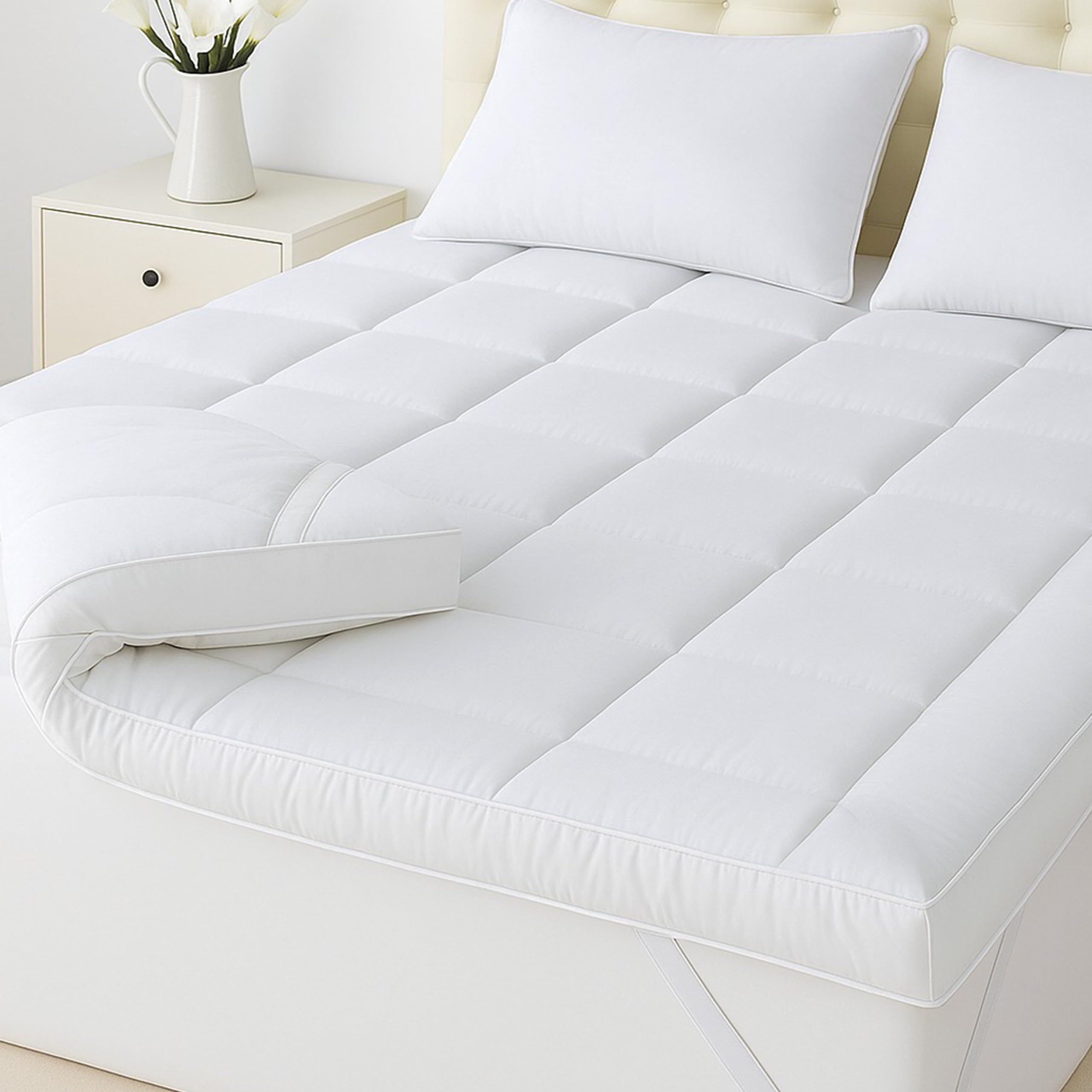 Rohi Hotel Quality 10cm King Size Mattress Topper – 4-Inch-Thick Box Stitched Quilted To...