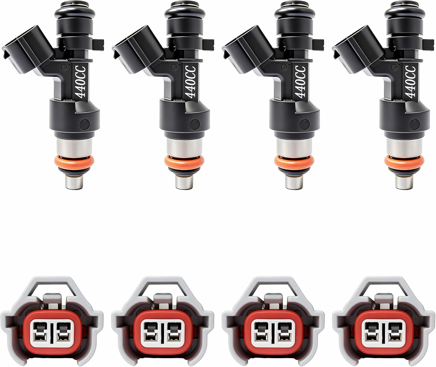 4PCS 440cc High Performance Fuel Injectors 2002-2011 Replacement For Honda Acura K20A K24A 2006-2009 S2000 Turbo High OHMS Fits For Race Applications And Tuning Performance