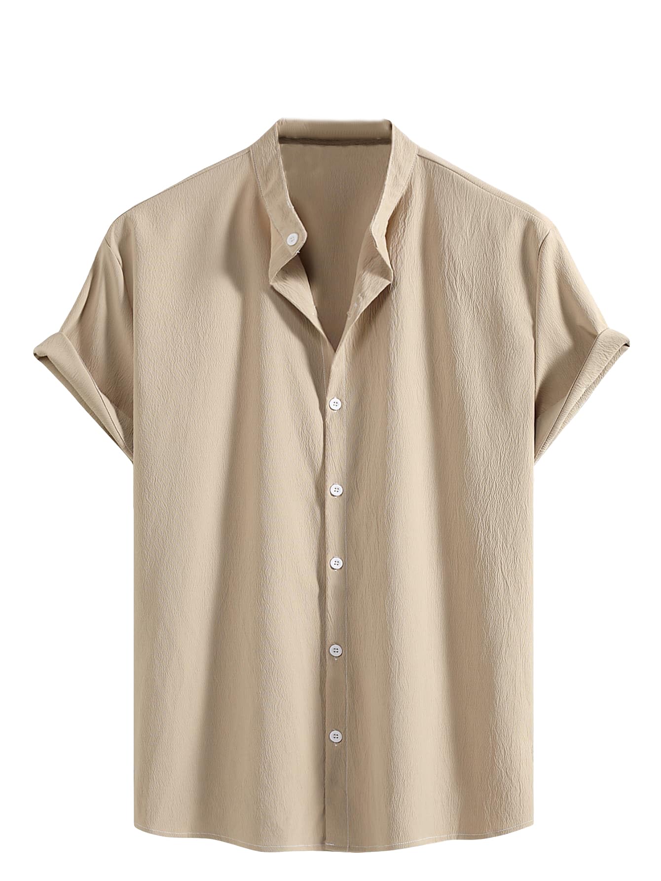 GORGLITTERMen's Button Up Collar Short Sleeve Beach Casual Solid Shirt