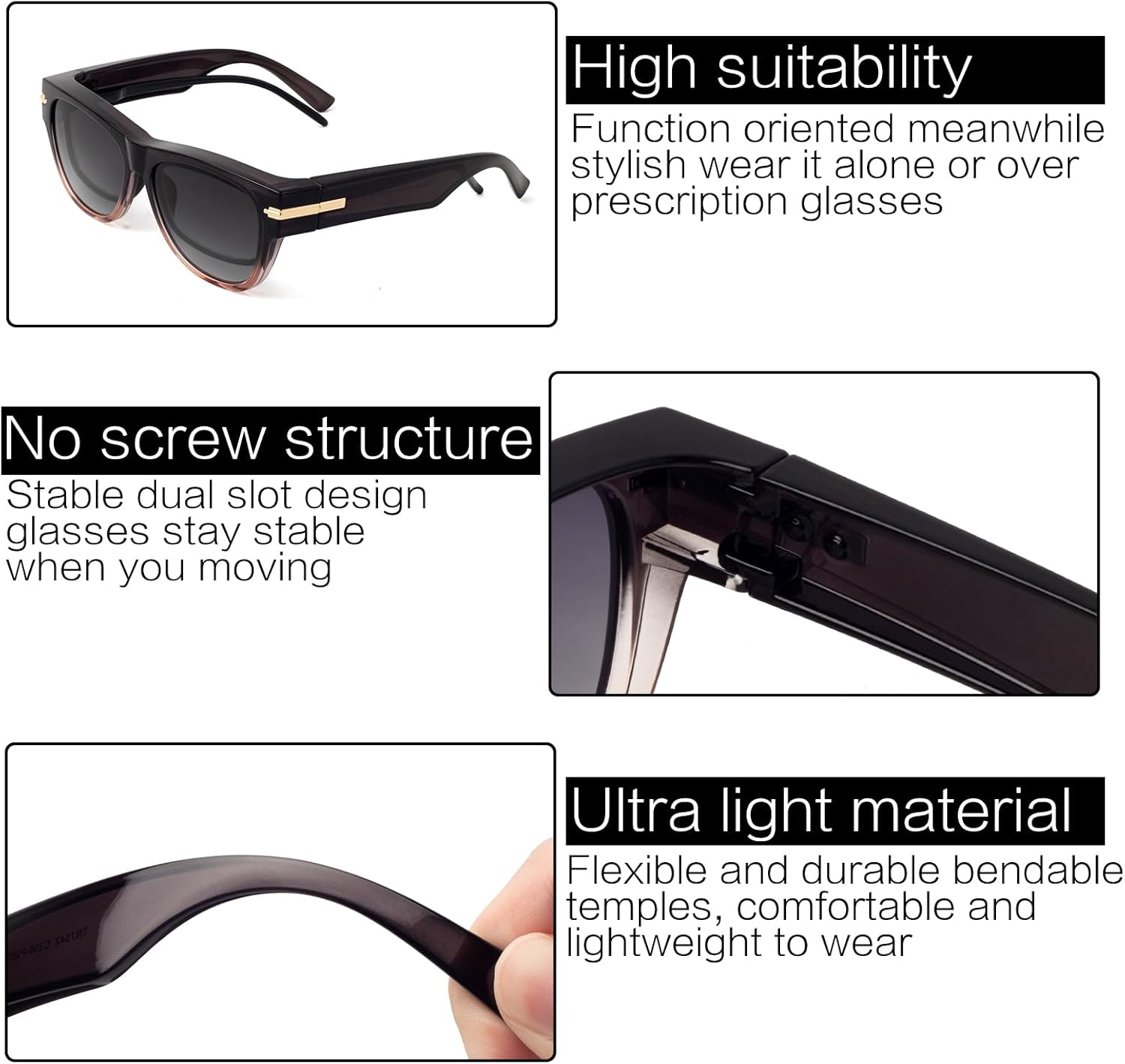 Face Shadow Polarized Sunglasses Over Glasses Women Fit Over Glasses Sunglasses Snap Shades UV Protection Lightweight - Image 4